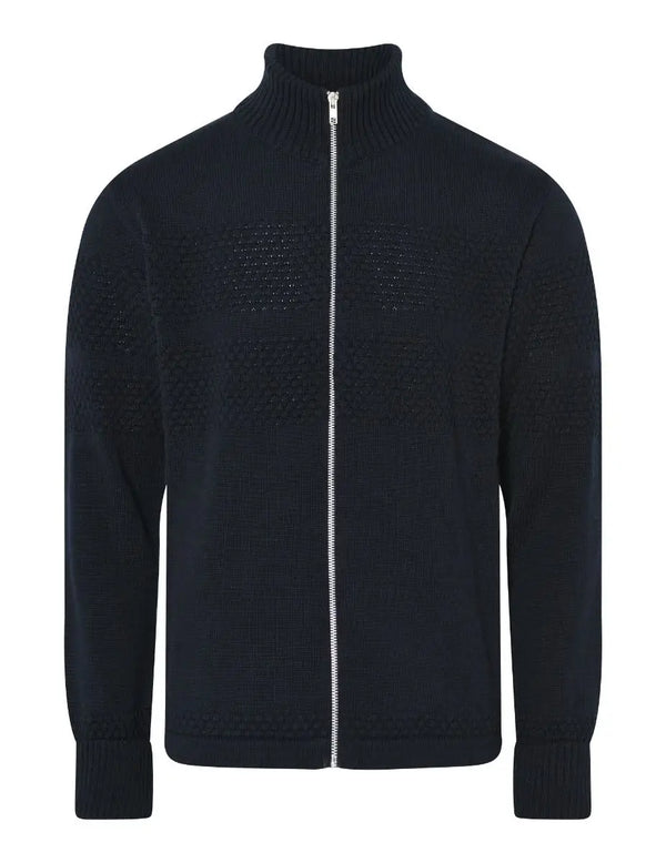 Clipper Saltum cardigan med metallynlås Sømandstrøje Herre - Captain Navy