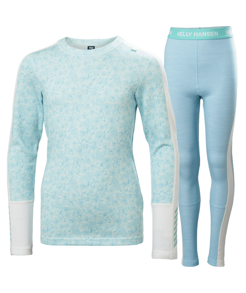Helly Hansen Juniors' Graphic LIFA® Merino Base Layer Set Skiundertøj Børn - Light Cyan AOP Sample - Light Cyan 140 cm 10 år