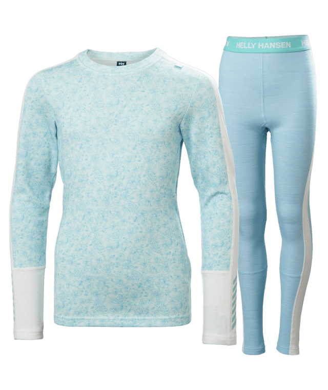 Helly Hansen Juniors' Graphic LIFA® Merino Base Layer Set Skiundertøj Børn - Light Cyan AOP Sample - Light Cyan 140 cm 10 år