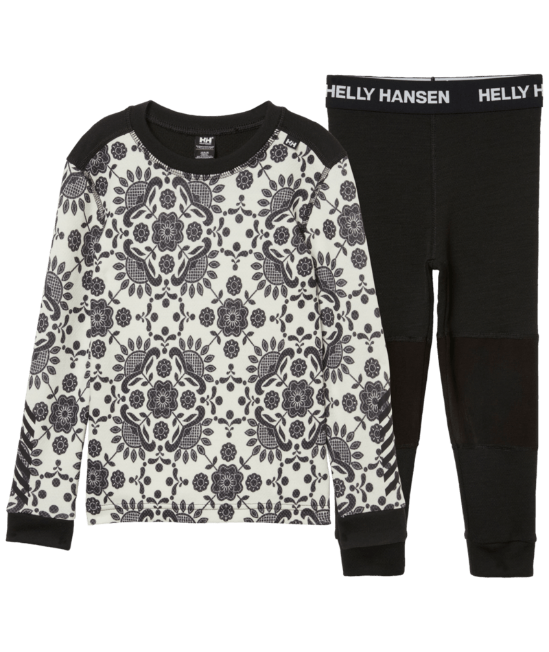 Helly Hansen Kids' Graphic LIFA® Merino Wool Base Layer Set Skiundertøj Børn - Black AOP Sample