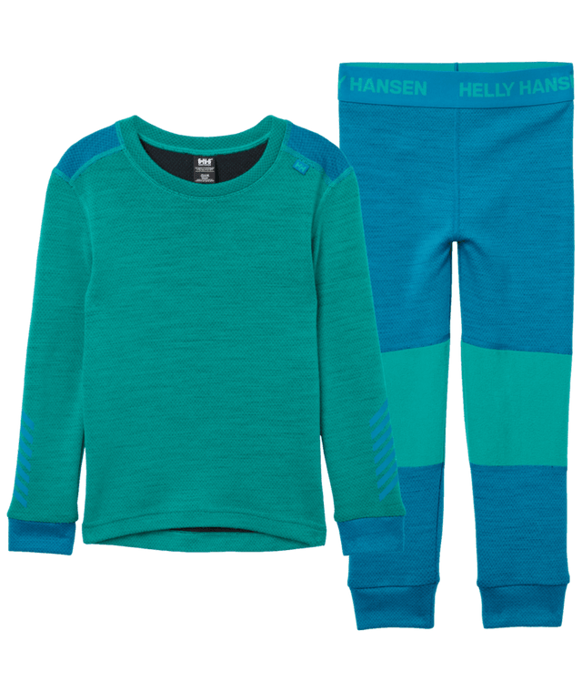 Helly Hansen Kids' LIFA® Merino Wool Base Layer Set Skiundertøj Børn - Signal Green Sample - Signal Green 104 cm 4 år