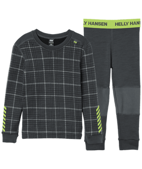 Helly Hansen Kids' Graphic LIFA® Merino Wool Base Layer Set Skiundertøj Børn - Thunder Grey AOP Sample - Thunder Grey Sample 104 cm 4 år
