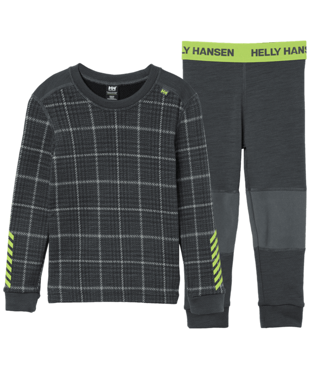 Helly Hansen Kids' Graphic LIFA® Merino Wool Base Layer Set Skiundertøj Børn - Thunder Grey AOP Sample - Thunder Grey Sample 104 cm 4 år