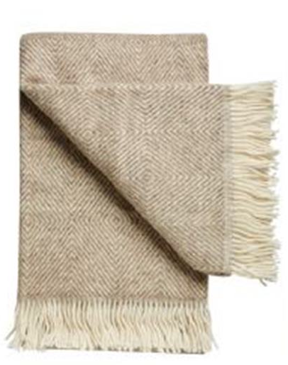 Gjestal norsk uldplaid i 100% ren ny uld - diamantmønster - Beige