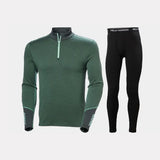 Helly Hansen Men's LIFA® Merino Midweight Half-Zip & Pants Skiundertøj Sæt Herre - Jungle Green / Black