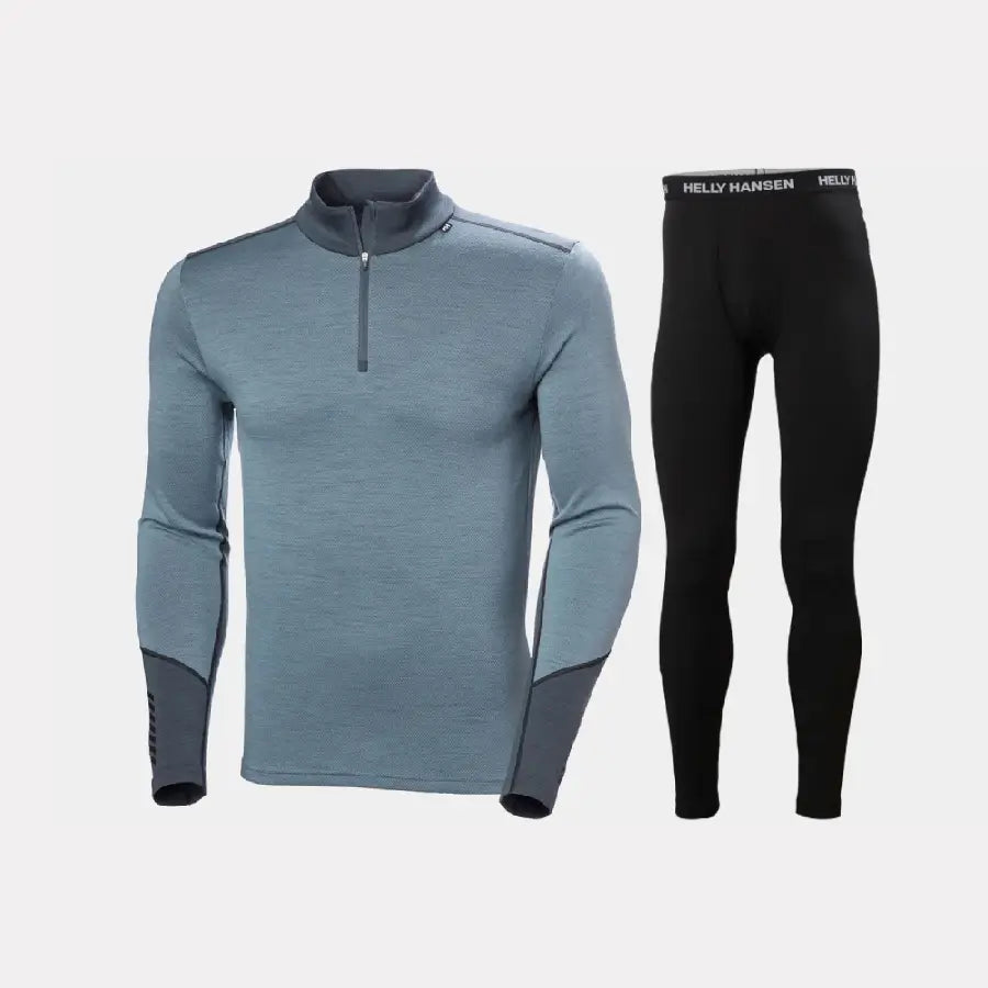 Helly Hansen Men's LIFA® Merino Midweight Half-Zip & Pants Skiundertøj Sæt Herre - Washed Navy / Black