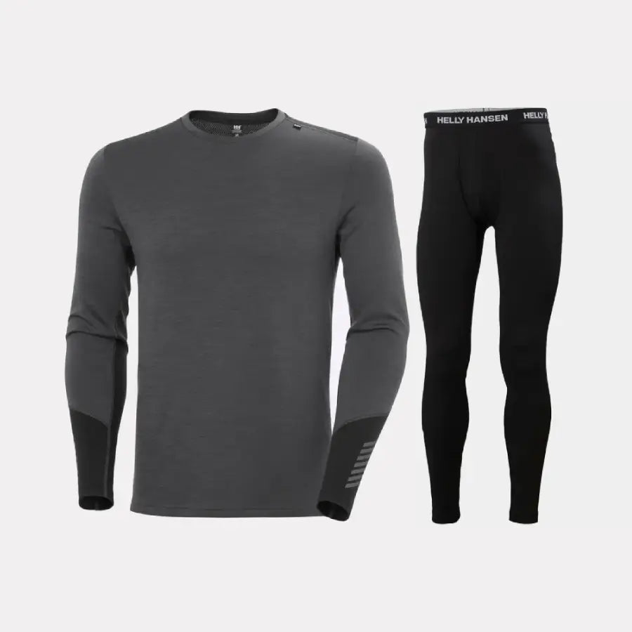 Helly Hansen Men's LIFA® Merino Midweight Crew & Pants Skiundertøj Sæt Herre - Thunder Grey / Black