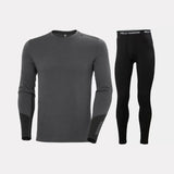 Helly Hansen Men's LIFA® Merino Midweight Crew & Pants Skiundertøj Sæt Herre - Thunder Grey / Black