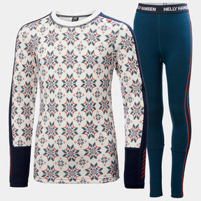 Helly Hansen Juniors' Graphic LIFA® Merino Base Layer Set Skiundertøj Børn - Navy - Navy