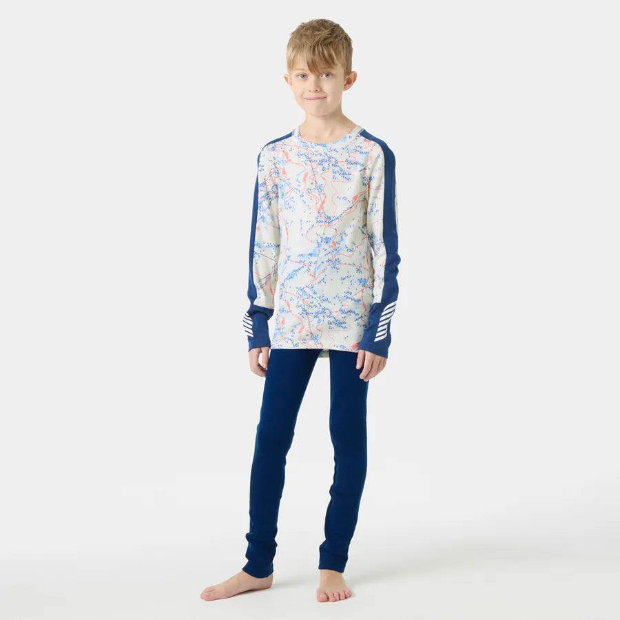 Helly Hansen Juniors' Graphic LIFA® Merino Base Layer Set Skiundertøj Børn - Dark Blue AOP
