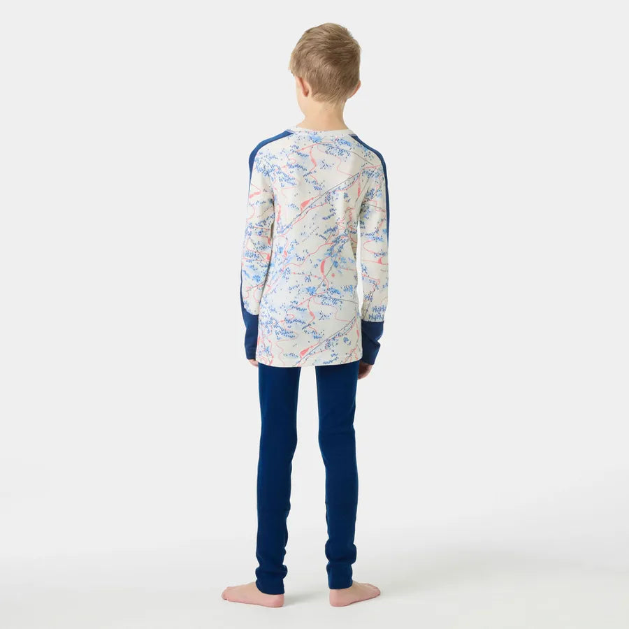 Helly Hansen Juniors' Graphic LIFA® Merino Base Layer Set Skiundertøj Børn - Dark Blue AOP