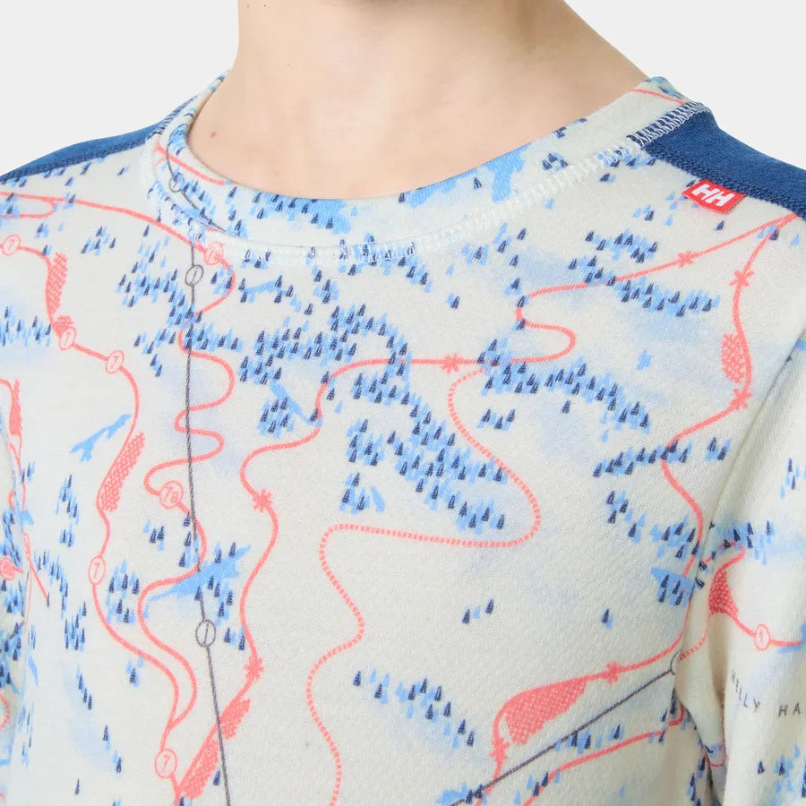 Helly Hansen Juniors' Graphic LIFA® Merino Base Layer Set Skiundertøj Børn - Dark Blue AOP