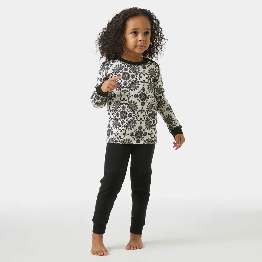 Helly Hansen Kids' Graphic LIFA® Merino Wool Base Layer Set Skiundertøj Børn - Black AOP