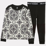 Helly Hansen Kids' Graphic LIFA® Merino Wool Base Layer Set Skiundertøj Børn - Black AOP