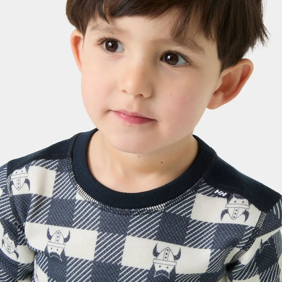 Helly Hansen Kids' Graphic LIFA® Merino Wool Base Layer Set Skiundertøj Børn - Navy
