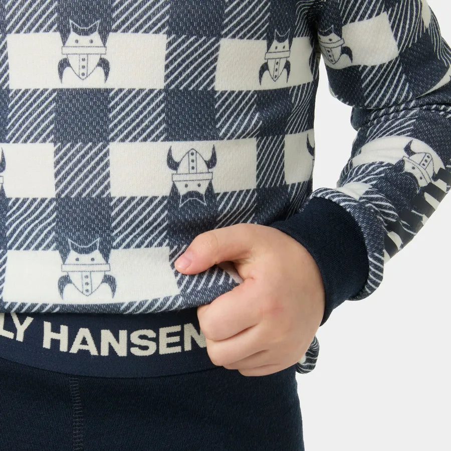 Helly Hansen Kids' Graphic LIFA® Merino Wool Base Layer Set Skiundertøj Børn - Navy