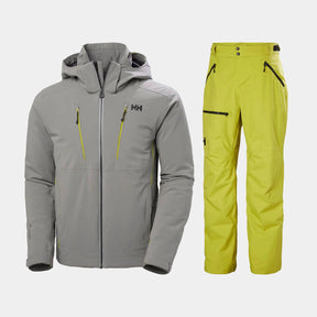 Helly Hansen Men's Alpha 4.0 & Sogn Skisæt Herre - Concrete / Bright Moss - 2XL