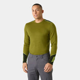 Helly Hansen Men's LIFA® Merino Midweight Crew Base Layer Skiundertrøje Herre - Olive Green