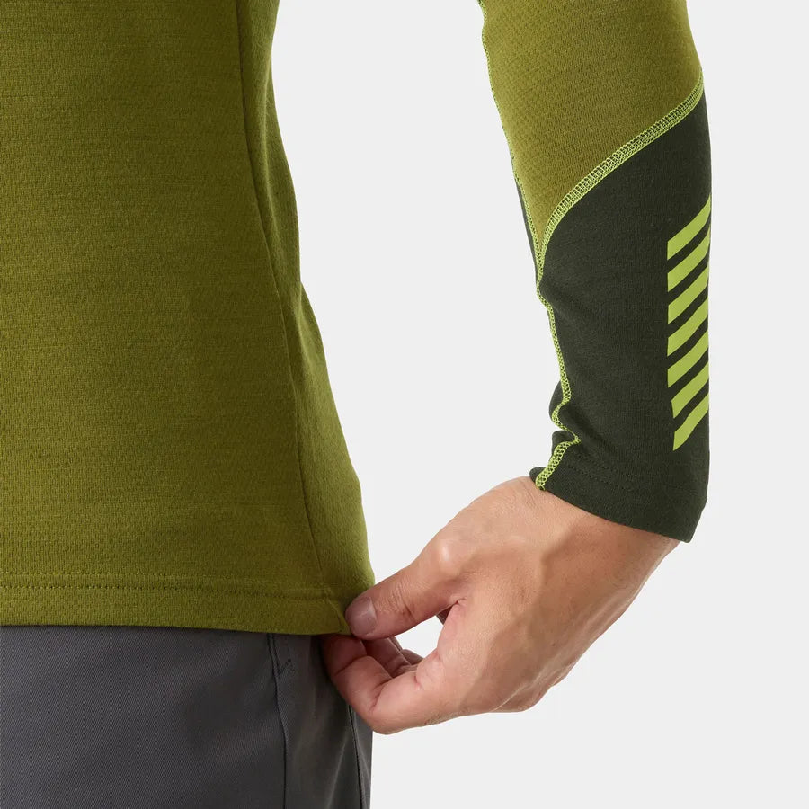 Helly Hansen Men's LIFA® Merino Midweight Crew Base Layer Skiundertrøje Herre - Olive Green