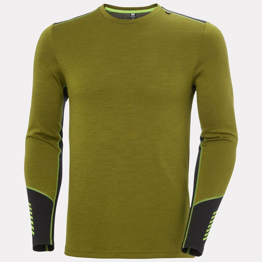 Helly Hansen Men's LIFA® Merino Midweight Crew Base Layer Skiundertrøje Herre - Olive Green