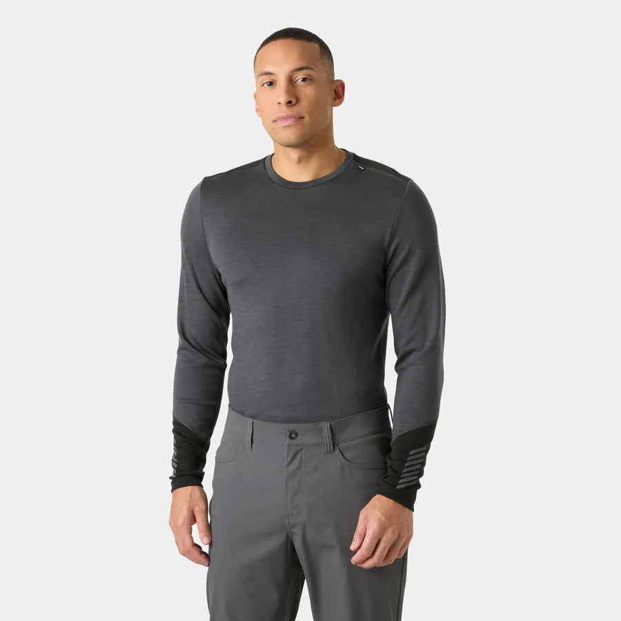 Helly Hansen Men's LIFA® Merino Midweight Crew Base Layer Skiundertrøje Herre - Thunder Grey