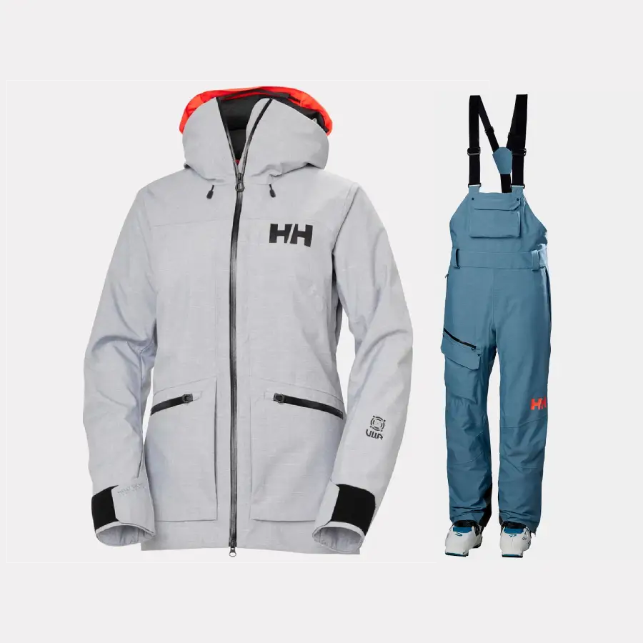 Helly Hansen Women’s Powderqueen Skisæt Dame - Grey Melange / Blue Fog