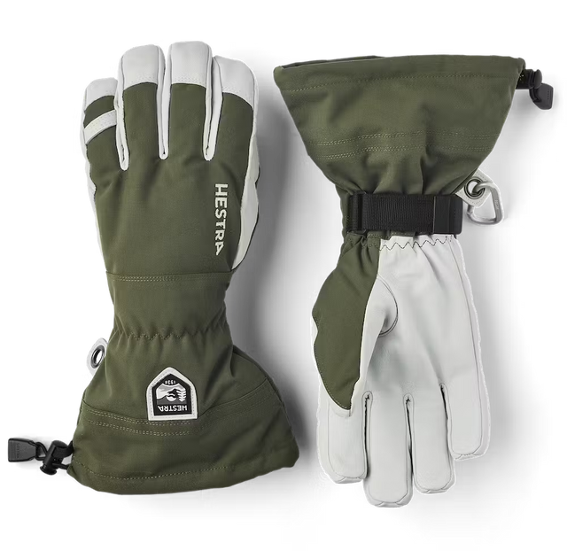 Hestra Army Leather Heli Ski 5-finger Skihandsker Dame / Herre - Olive - Olive