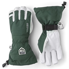 Hestra Army Leather Heli Ski 5-finger Skihandsker Dame / Herre - Bottle Green - Bottle Green