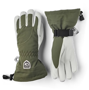 Hestra Heli Ski Female 5-finger Skihandsker Dame - Olive & off-white - Olive & off-white