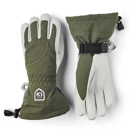 Hestra Heli Ski Female 5-finger Skihandsker Dame - Olive & off-white