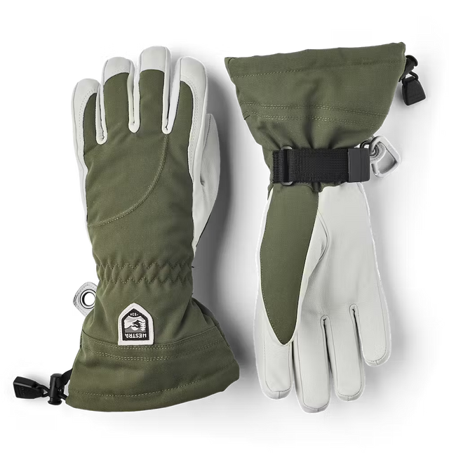 Hestra Heli Ski Female 5-finger Skihandsker Dame - Olive & off-white - Olive & off-white