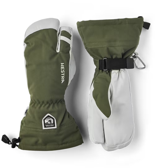 Hestra Army Leather Heli Ski 3-finger Skihandsker Dame / Herre - Olive