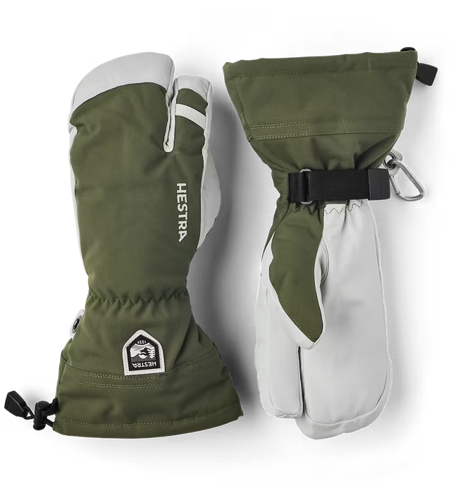Hestra Army Leather Heli Ski 3-finger Skihandsker Dame / Herre - Olive - Olive