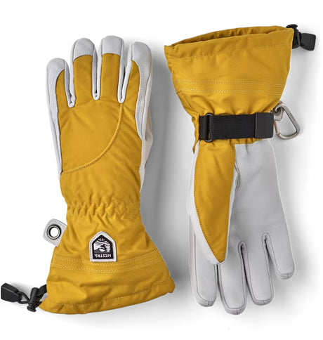 Hestra Heli Ski Female 5-finger Skihandsker Dame - Mustard & off-white