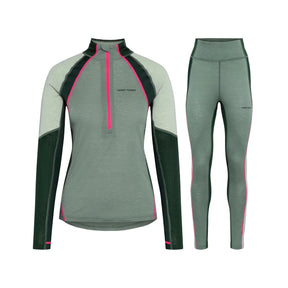 Kari Traa Alma Half-Zip Skiundertøj Sæt Dame - Murk Green - XS