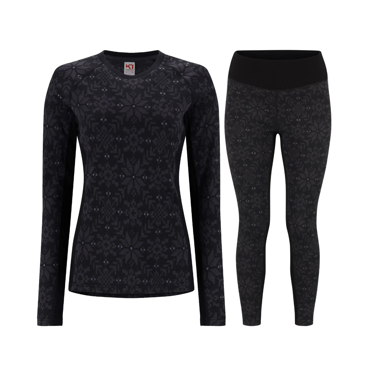 Kari Traa Edith Long Sleeve Skiundertøj Sæt Dame - Black - XL