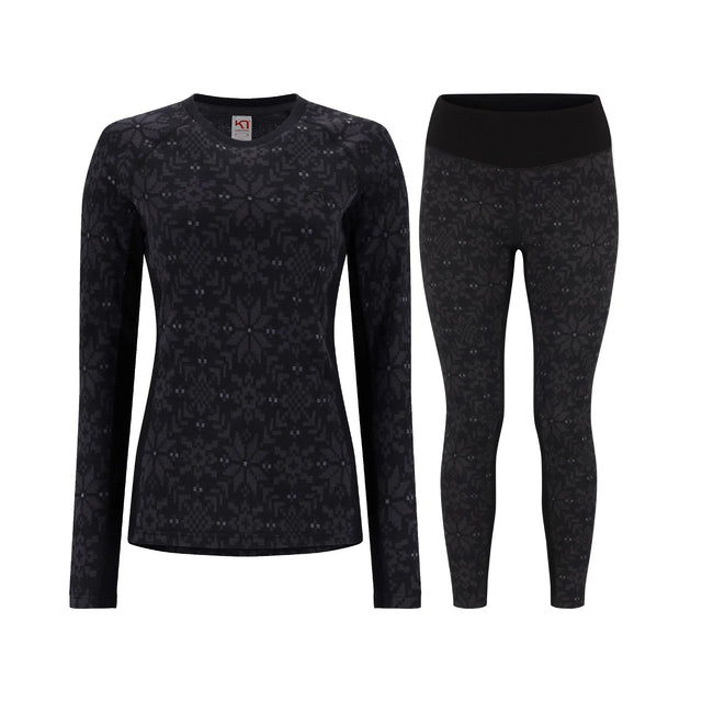 Kari Traa Edith Long Sleeve Skiundertøj Sæt Dame - Black - XL