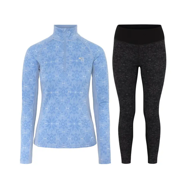 Kari Traa Edith Half Zip Skiundertøj Sæt Dame - Iris / Black - XL