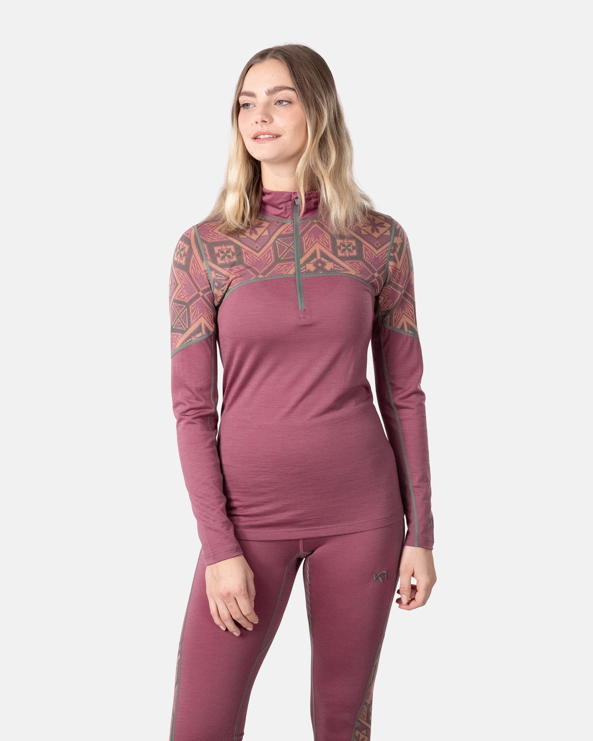 Kari Traa Eloise Half Zip Skiundertøj Sæt Dame - Plum -