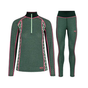 Kari Traa Lekker Half Zip Skiundertøj Sæt - Pine Green - XL