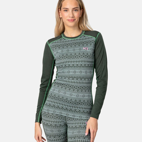 Kari Traa Mina Long Sleeve Skiundertøj Sæt Dame - Thyme Green -