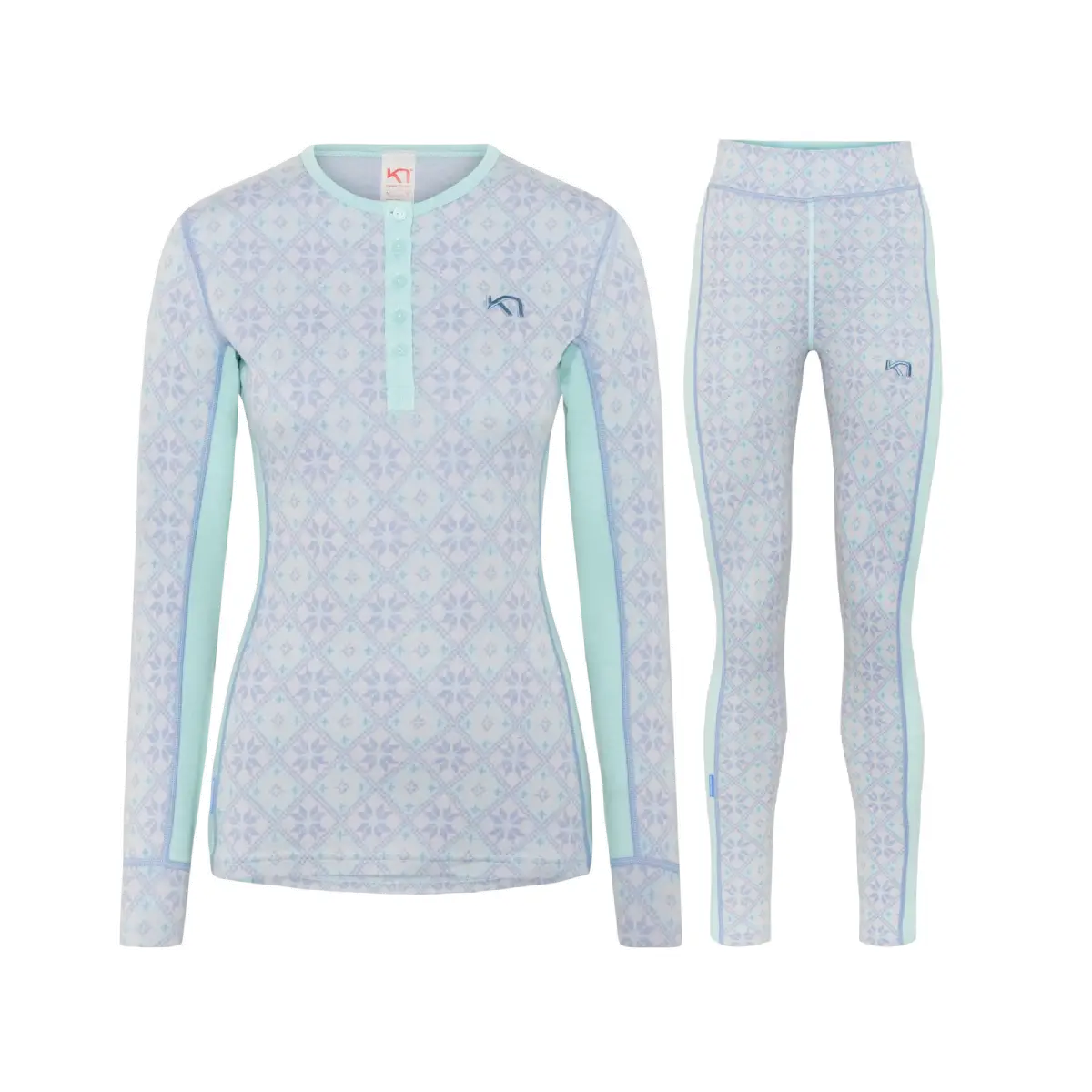 Kari Traa Rose Long Sleeve High Waist Skiundertøj Sæt Dame - Wave