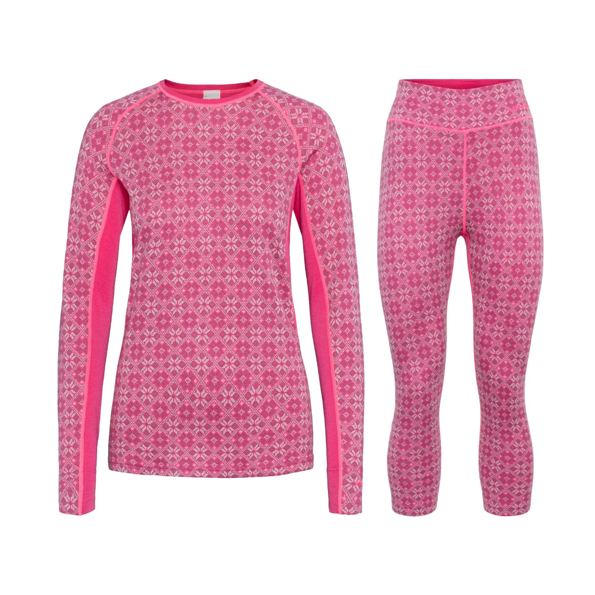 Kari Traa Rose Light Long Sleeve Capri Skiundertøj Sæt Dame - Berry Pink