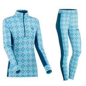 Kari Traa Rose Half Zip High Waist Skiundertøj Sæt Dame - Frost - XL