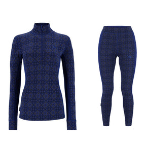 Kari Traa Rose Half Zip High Waist Skiundertøj Sæt Dame - Azure Blue - XXL