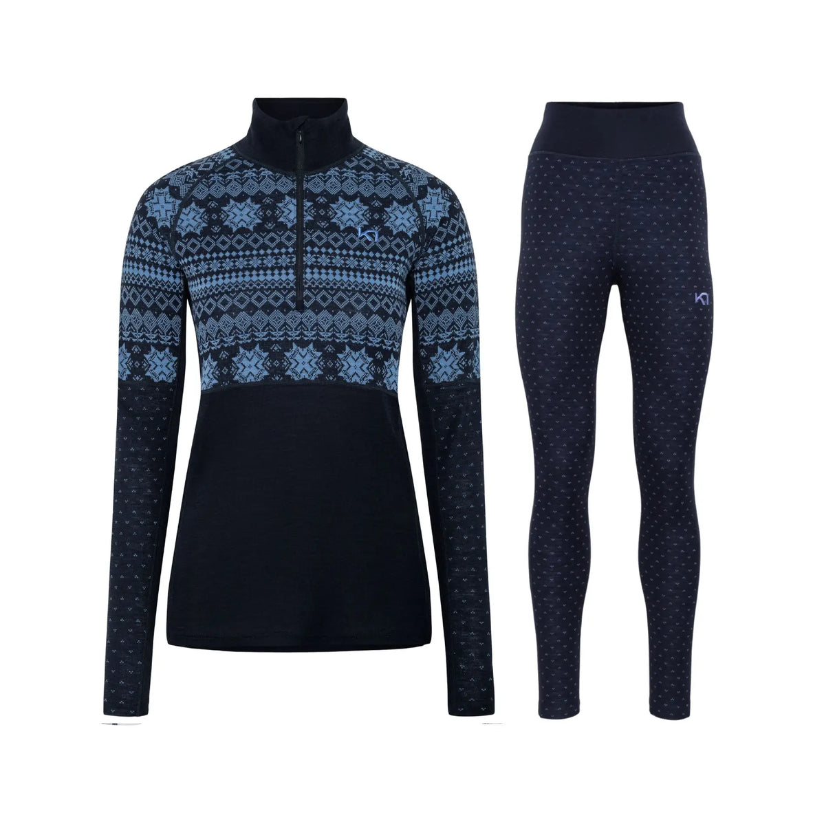 Kari Traa Vilma Half Zip High Waist Skiundertøj Sæt Dame - Sea