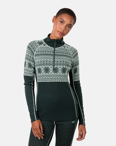Kari Traa Vilma Half Zip Skiundertrøje Dame - Pine Green - Pine Green