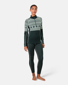 Kari Traa Vilma Half Zip Skiundertøj Sæt Dame - Pine Green - XL