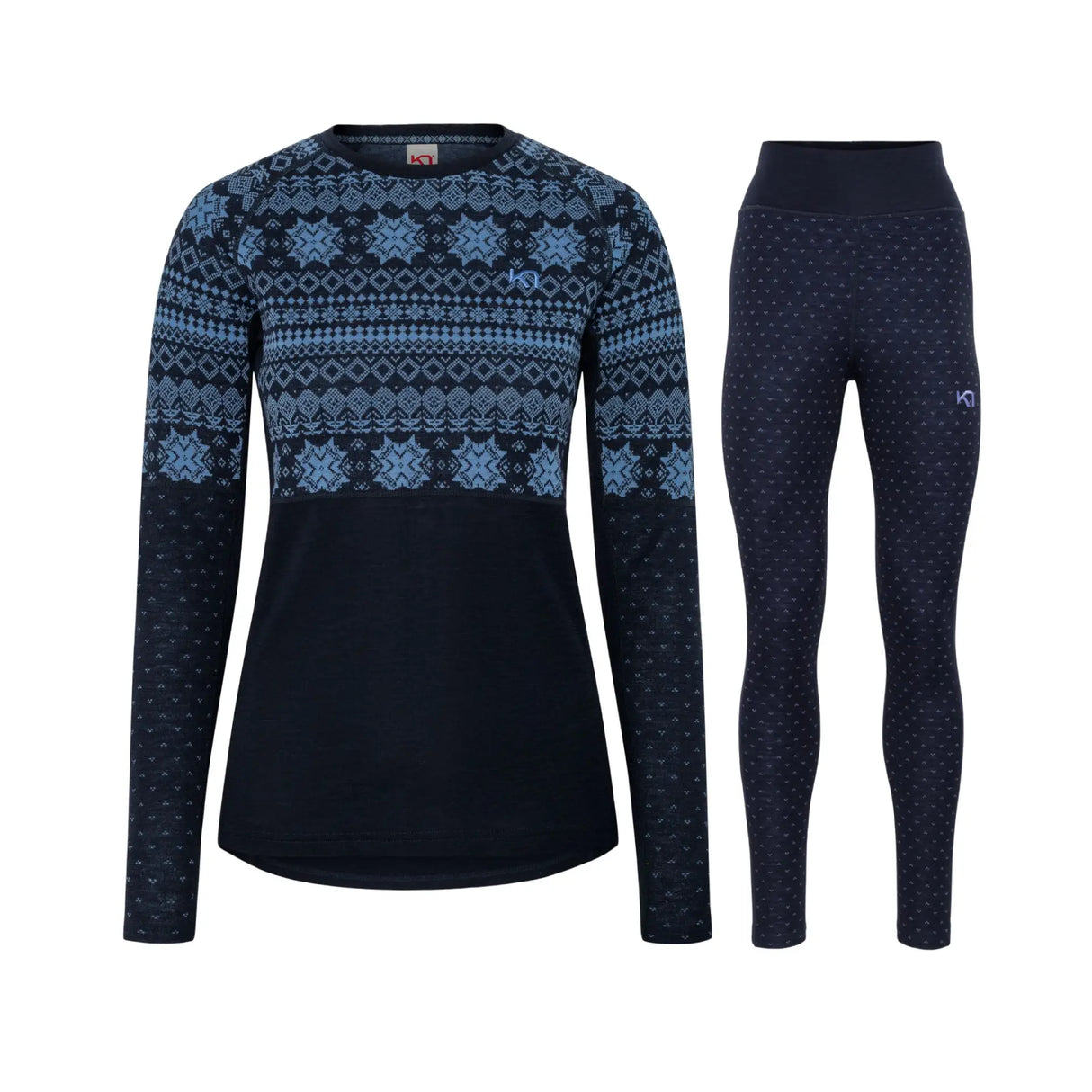 Kari Traa Vilma Long Sleeve High Waist Skiundertøj Sæt Dame - Sea