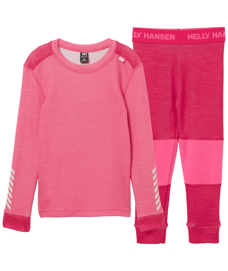 Helly Hansen Kids' LIFA® Merino Wool Base Layer Set Skiundertøj Børn - Hot Pink - Hot Pink 104 cm 4 år